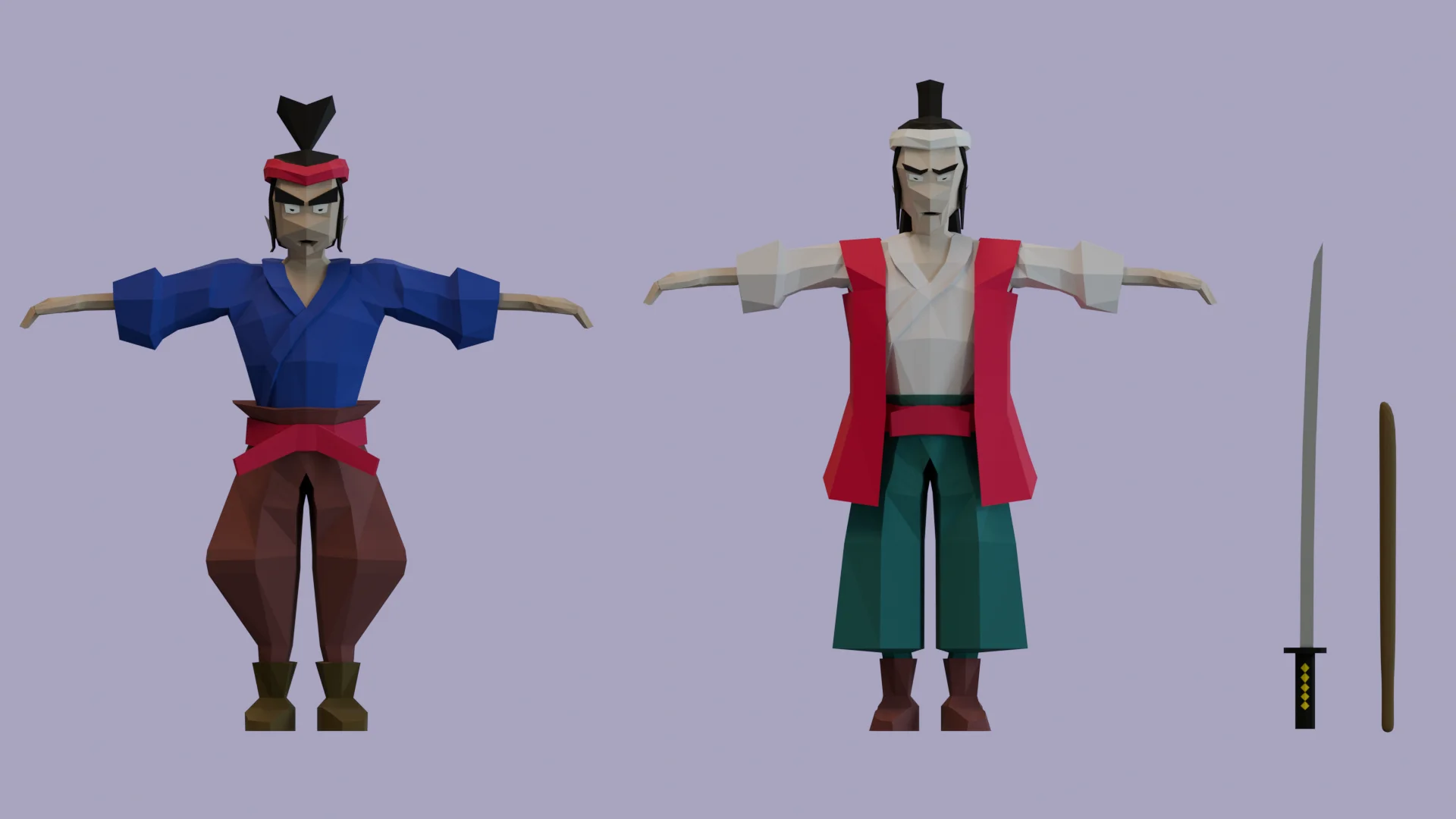 Low-poly Samurai Characters